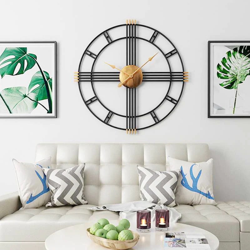 Black Metal Wall Clock - Shape: Round