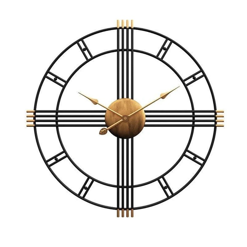 Black Metal Wall Clock - Shape: Round