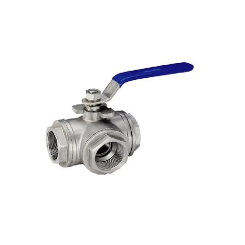 Stainless Steel Three Way Ball Valve - Color: Silver