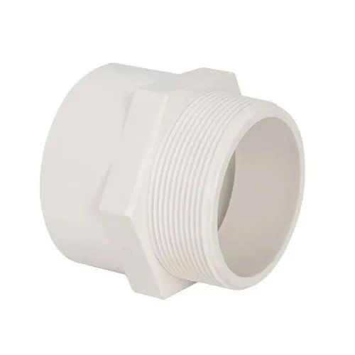 UPVC Male Threaded Adapter - Premium Quality PVC, 5 Millimeter Thickness, Sleek White Color, Round Shape, Secure Male Connection