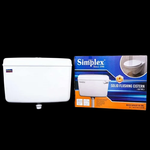 Simplex Solid Single Flushing Cistern - Color: White