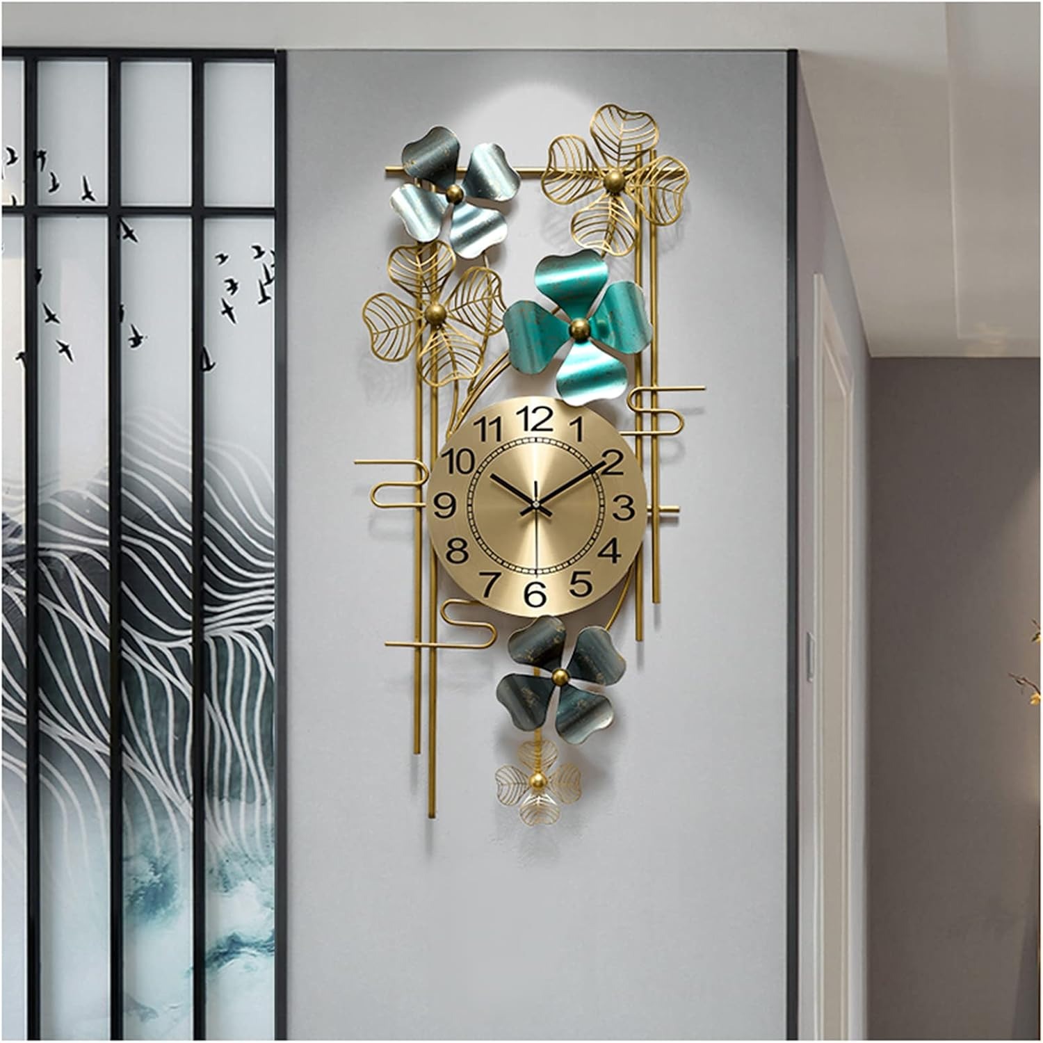 Vertical Metal Wall Clock - Iron, 25x20 Inches | Golden, Handcrafted Elegance With Quartz Movement