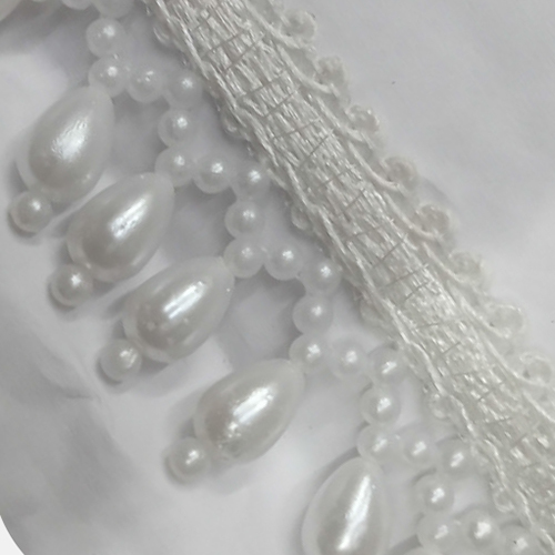 S2J8BOM8 White Color Pearl Hanging Lace