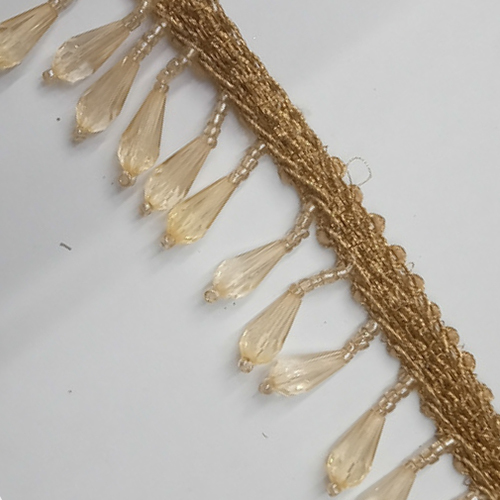 S2J4Bom8 Zari Golden Beaded Cotton Lace - Color: Different Available