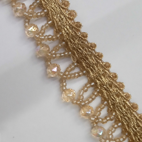 S1J9Bom8 Golden Pearl And Beads Lace - Color: Different Available