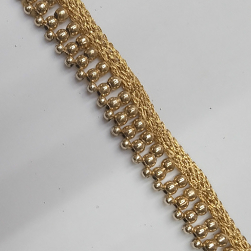 गोल्डन बीड्स नेट फ्रिंज डिज़ाइनर लेस