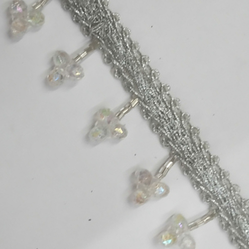 S1J8Bom8 Crystal Silver Beaded Lace - Color: Different Available