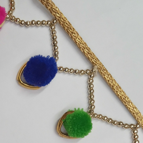 S2J2Bom8 Pompom Handmade Beaded Lace - Color: Different Available