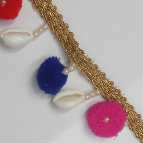 Multicolor Hanging Lace With Pompom