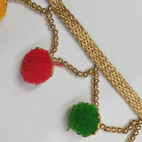 S2J0Bom8 Pompom Tassel Beaded Lace - Color: Different Available