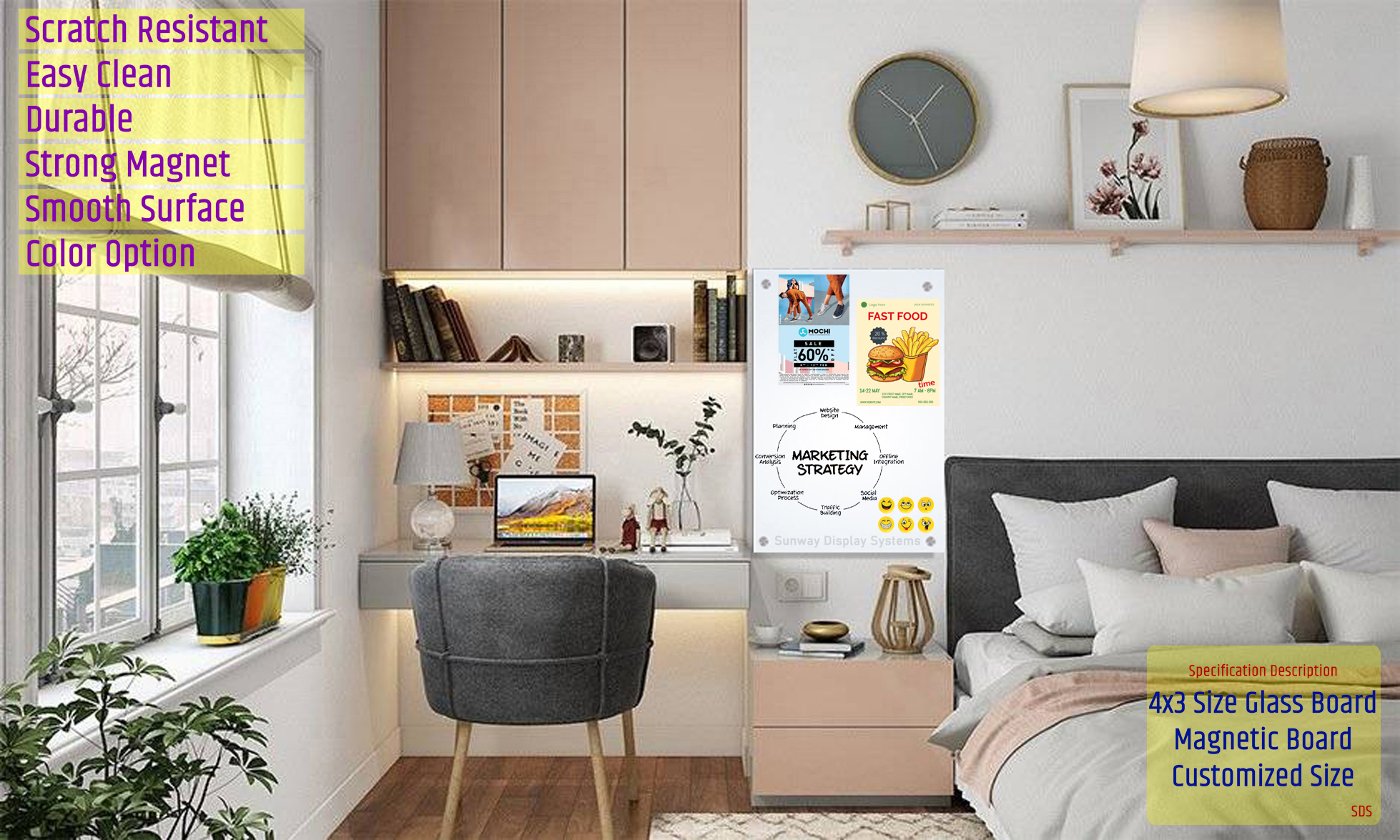 Display Frameless Glass Writing Board