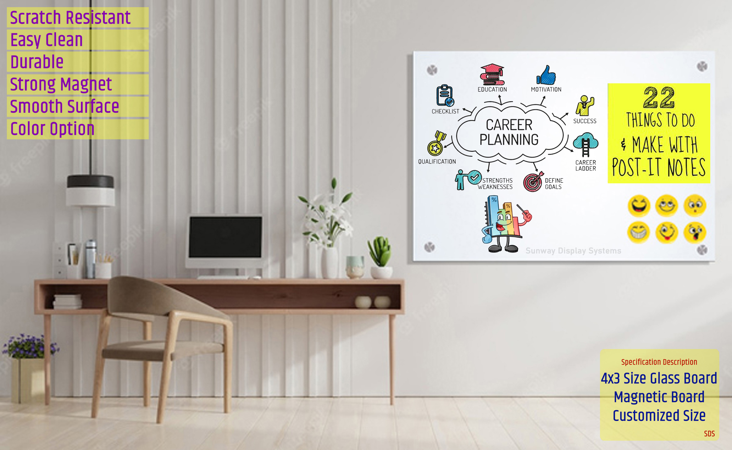 Display Frameless Glass Writing Board
