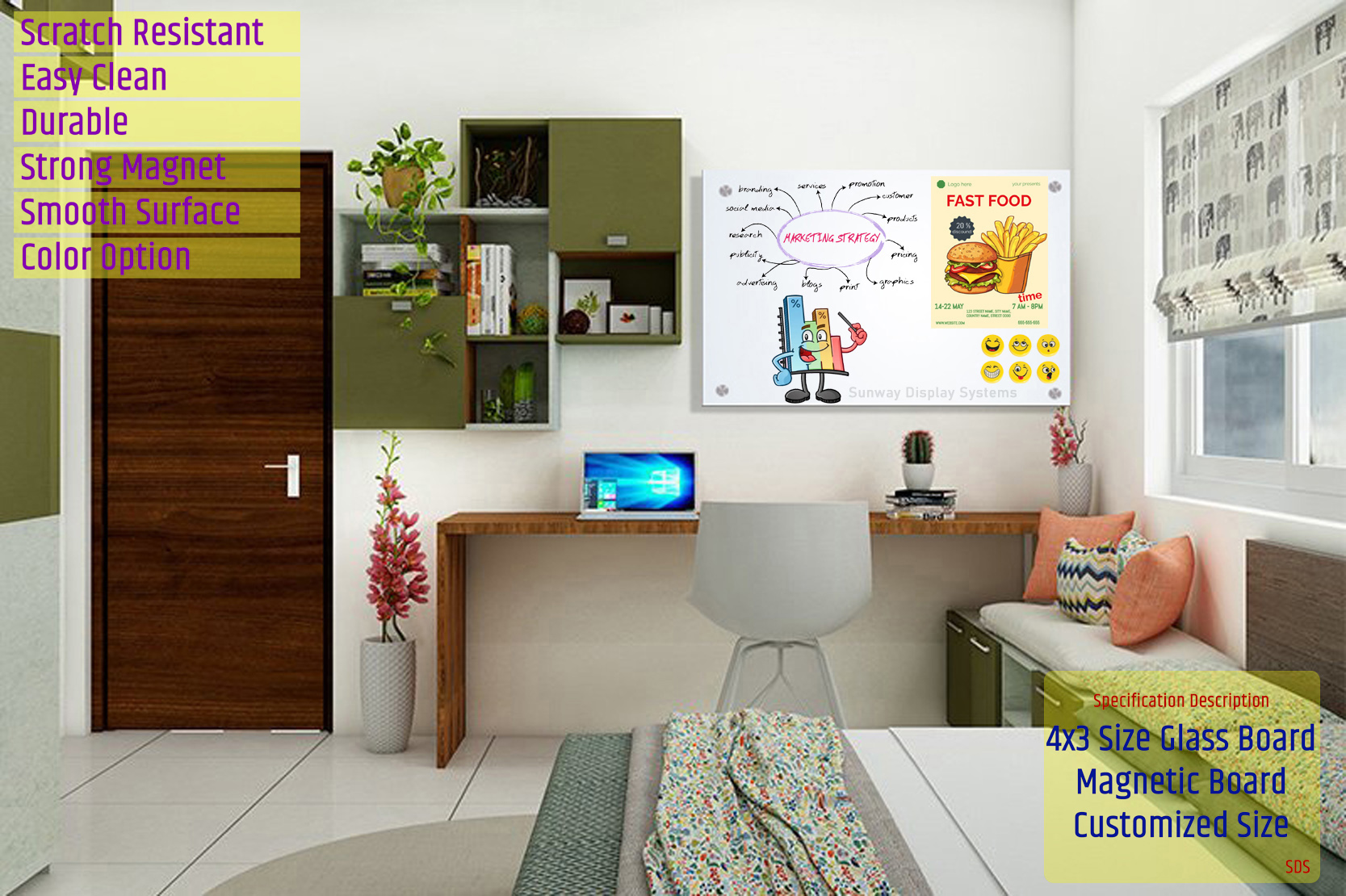 Display Frameless Glass Writing Board