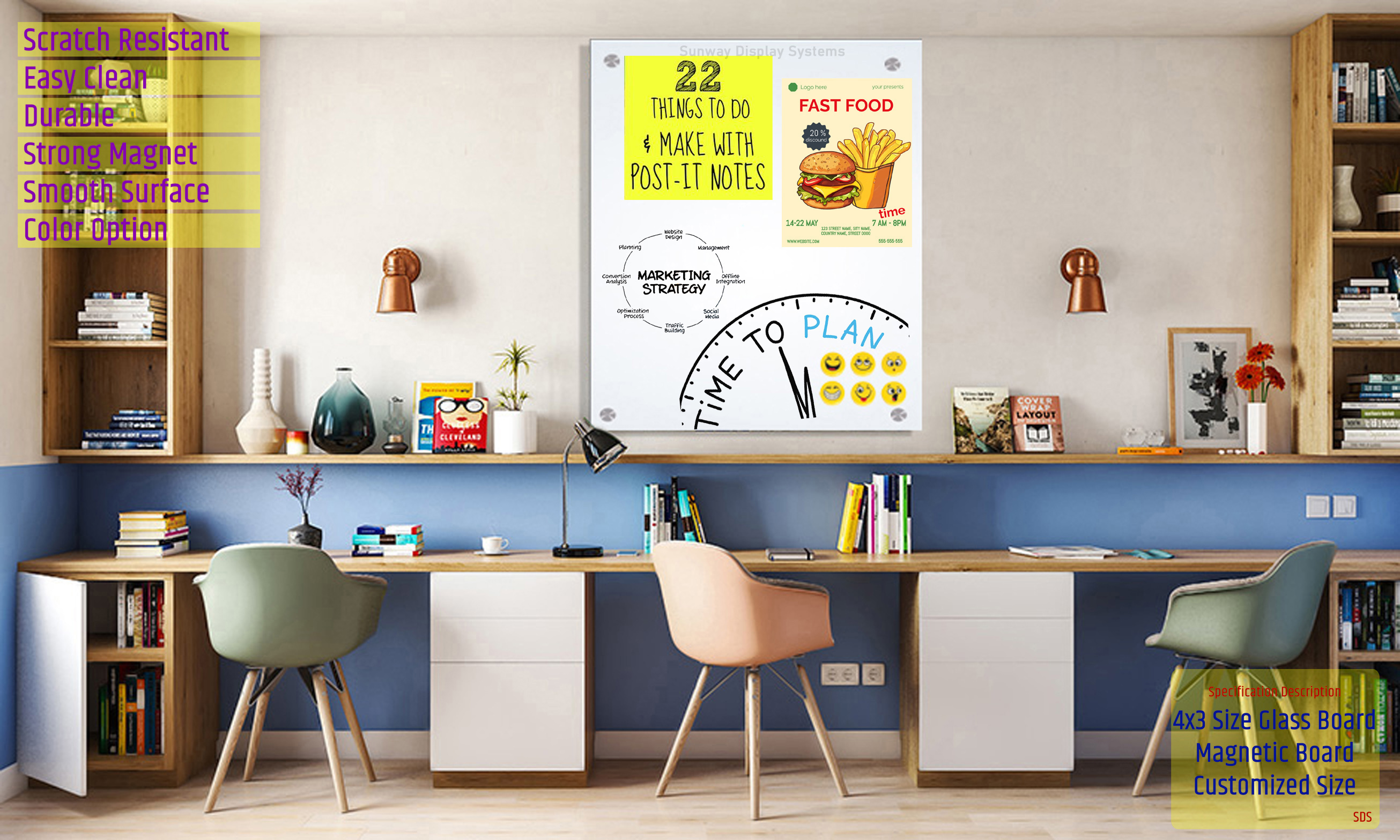 Display Frameless Glass Writing Board