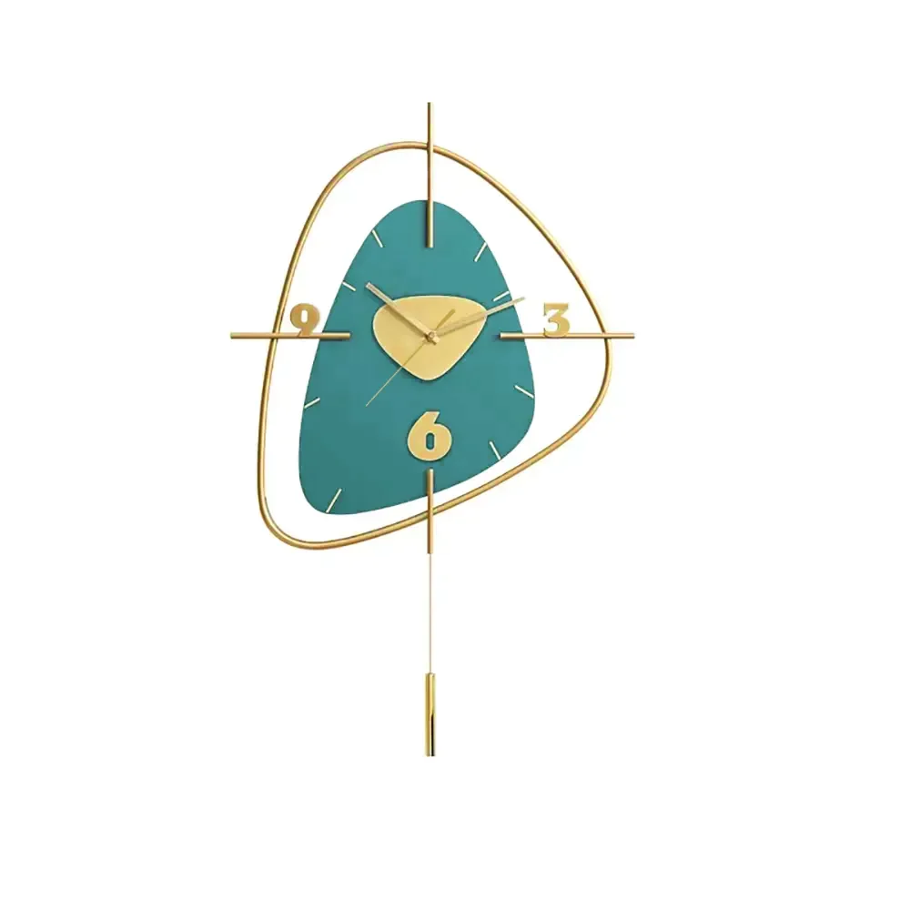 Blue Wall Metal Clock - Shape: Geometeric