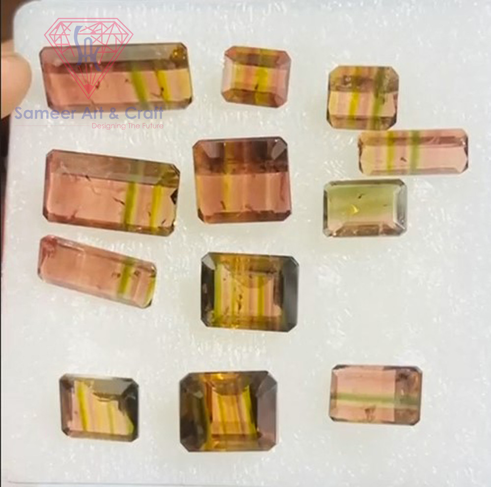 Tourmaline Gemstone Faceted Cut Handmade Loose Stone - Color: Multi Color