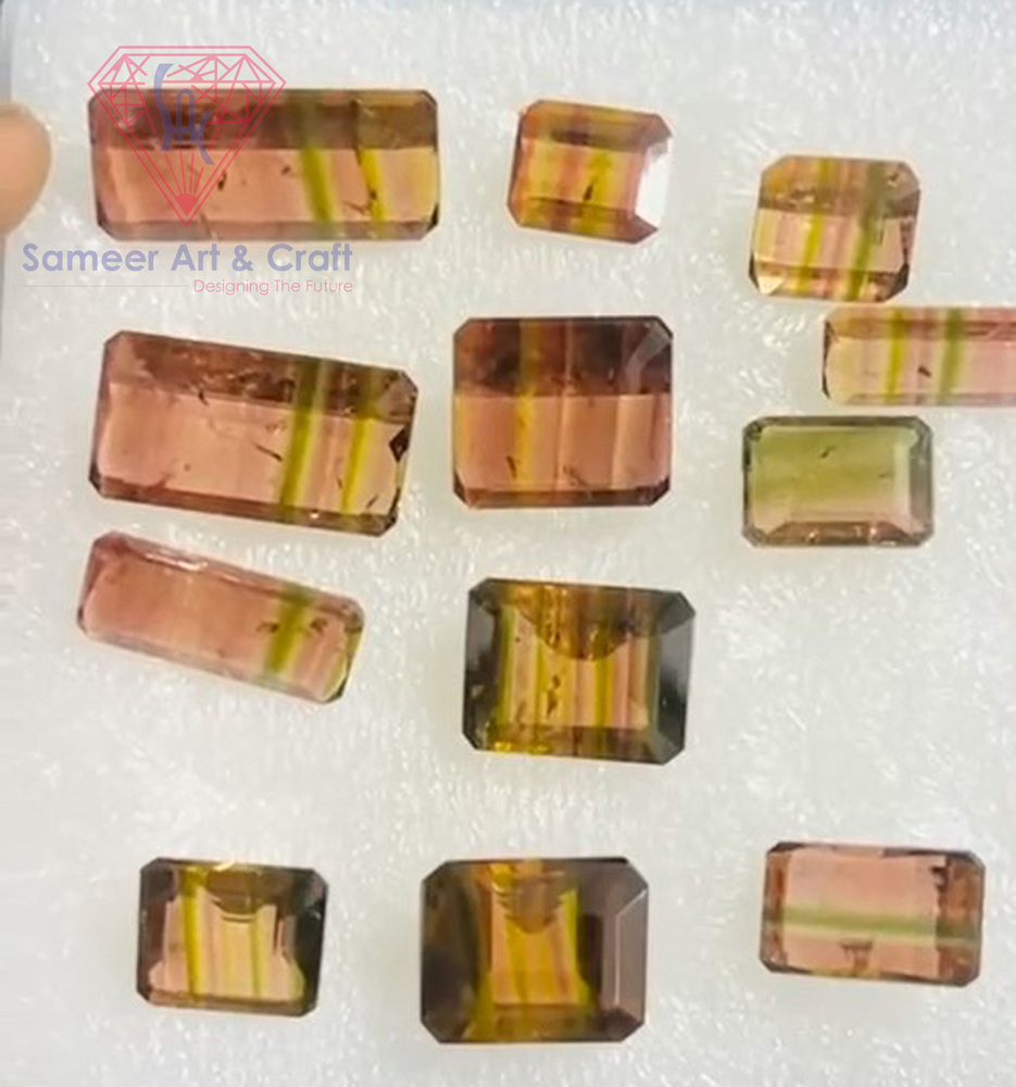Tourmaline Gemstone Faceted Cut Handmade Loose Stone - Color: Multi Color