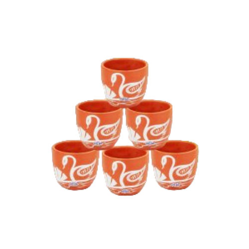 Clay Cherry Cup Set 100 Ml (6 Piece) White Swans Design