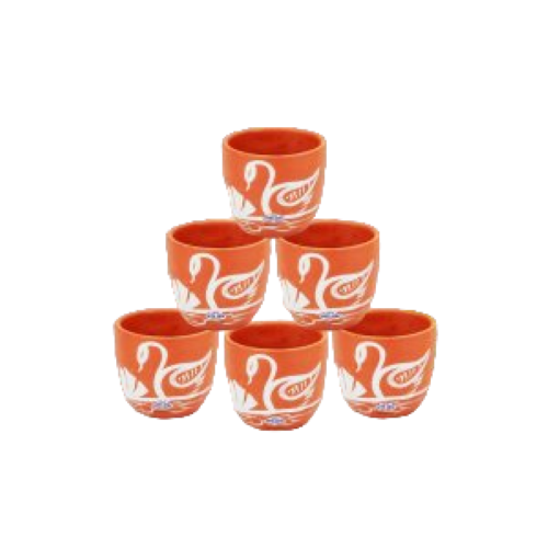 Clay Cherry Cup Set 100 ML (6 Piece) White Swans Design