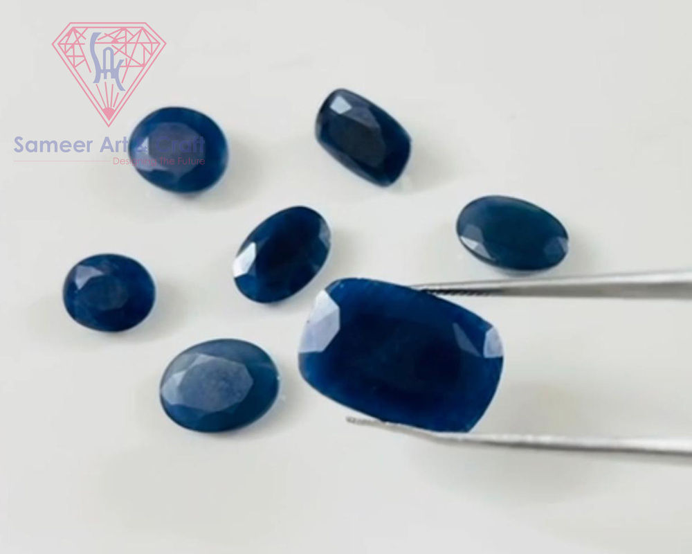 Natural Blue Sapphire Gemstone Handmade Faceted Cut Loose Stones