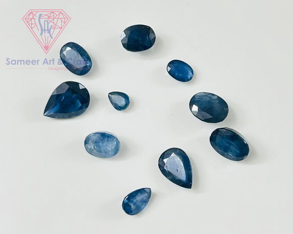 Natural Blue Sapphire Gemstone Handmade Faceted Cut Loose Stones