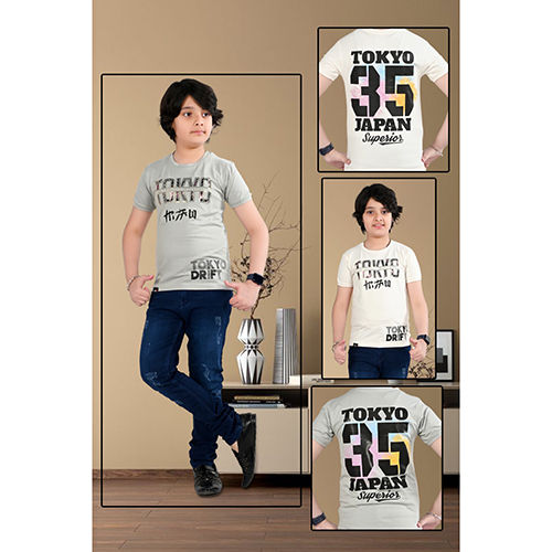 Grey Cotton Lycra T-Shirts - Color: Multicolor