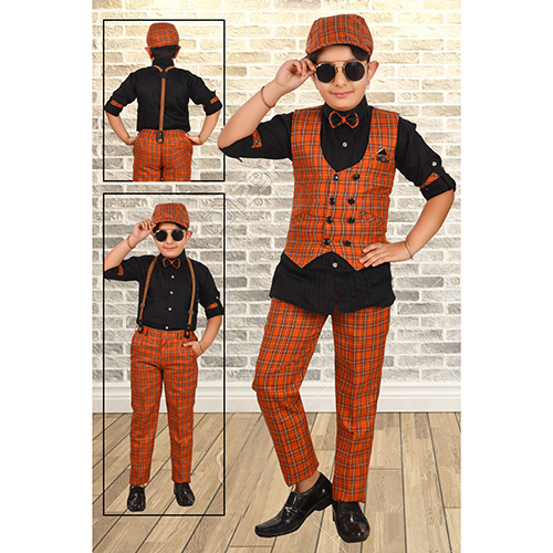 Printed Boys Coat Pant Set - Design: Modern