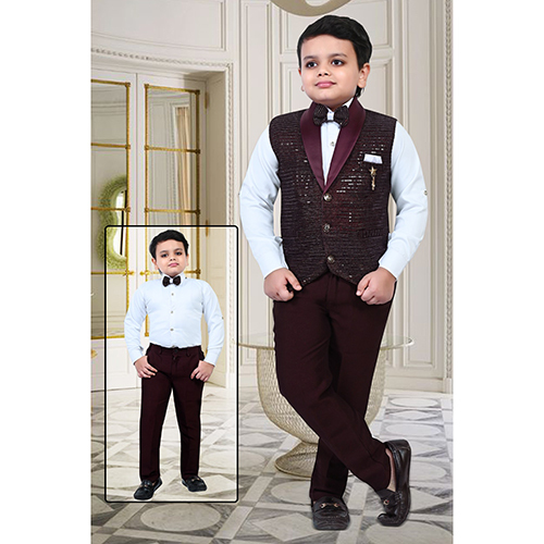 Designer Collar Coat Pant Suit - Age Group: Kids