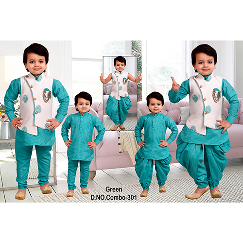 301 Green Boys Kurta Pajama Set - Age Group: 3 To 4 Years