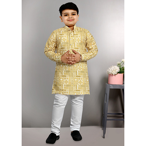 Chikankari Printed Kurta Pajama Set - Age Group: 5 -6 Years