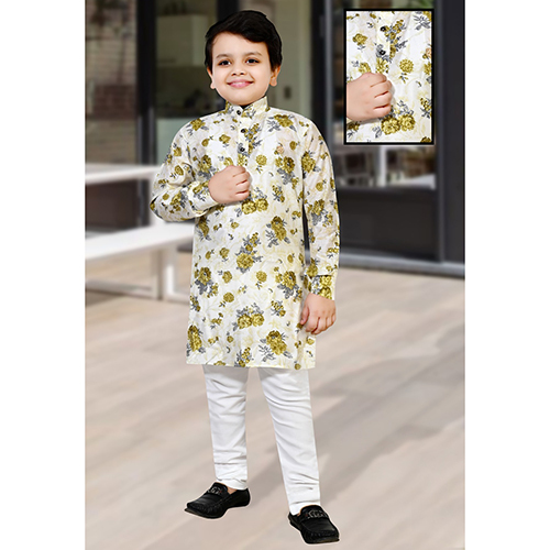 Floral Printed Kurta Pajama Set - Age Group: 5 -6 Years And Above