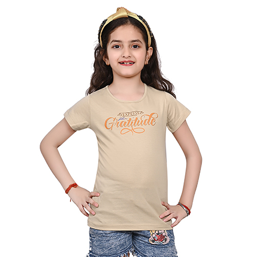 Brown Girls Printed Regular T-Shirt - Feature: Washable