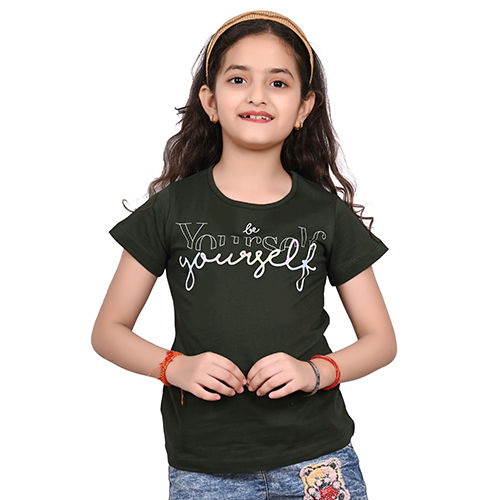 Girls Cotton Regular Fit Printed T-Shirt - Age Group: Kids