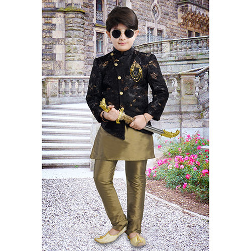 Designer Indo Western Kurta Suit - Color: Black