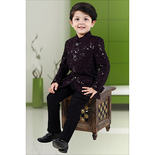 2 Pcs Printed Short Indowestern Suit - Age Group: Kids