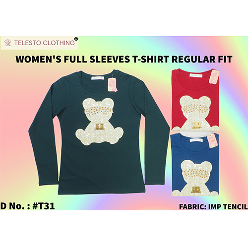 T-31 Fancy Regular Fit Full Sleeve Tencil T-Shirt - Color: Multicolor