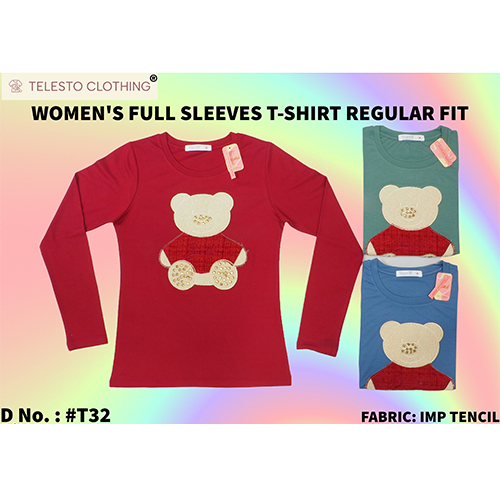 T-32 Designer Full Sleeve Tencil T-Shirt - Color: Multicolor