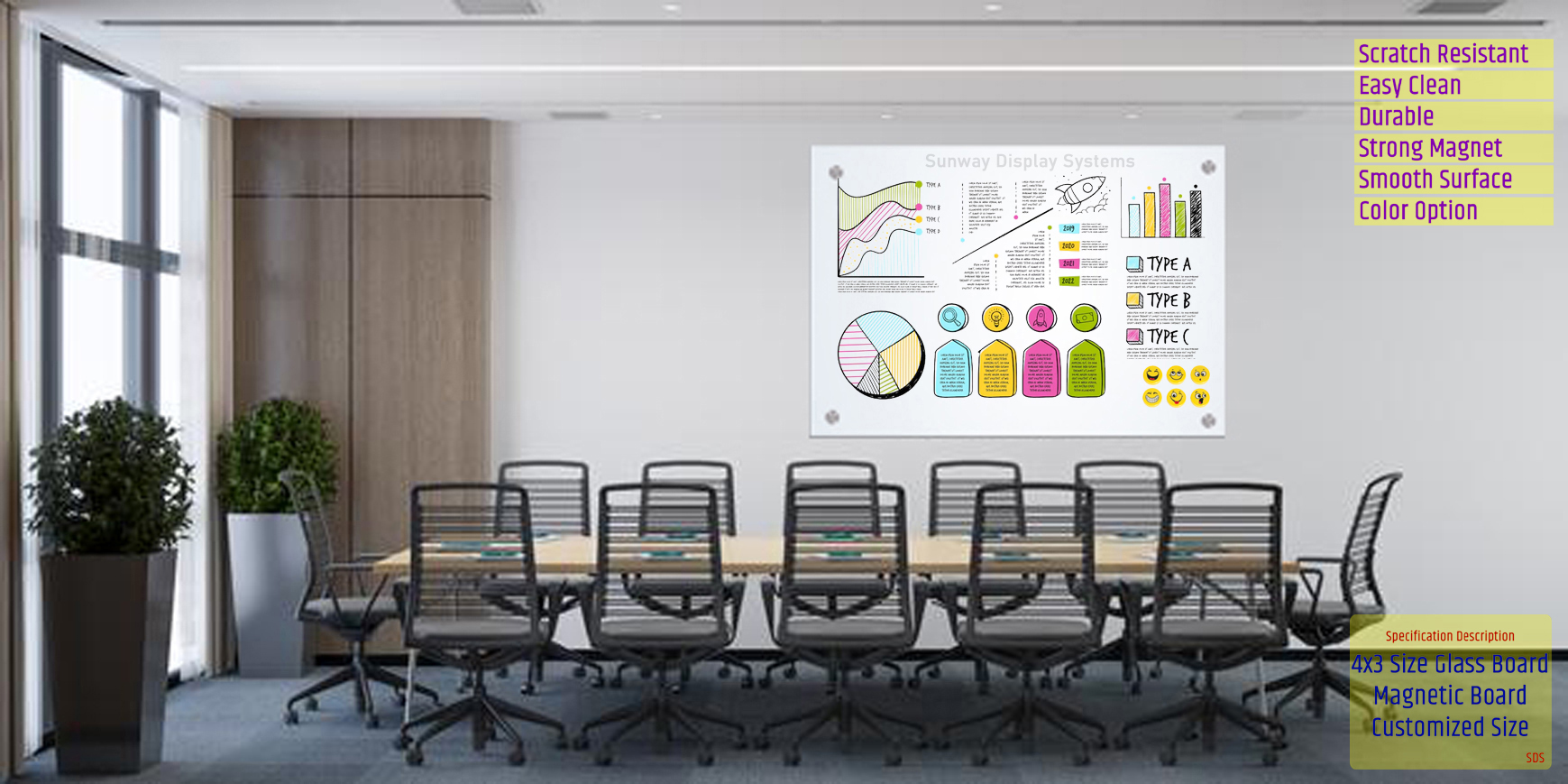 Brown Magnetic Glass Writing Boards