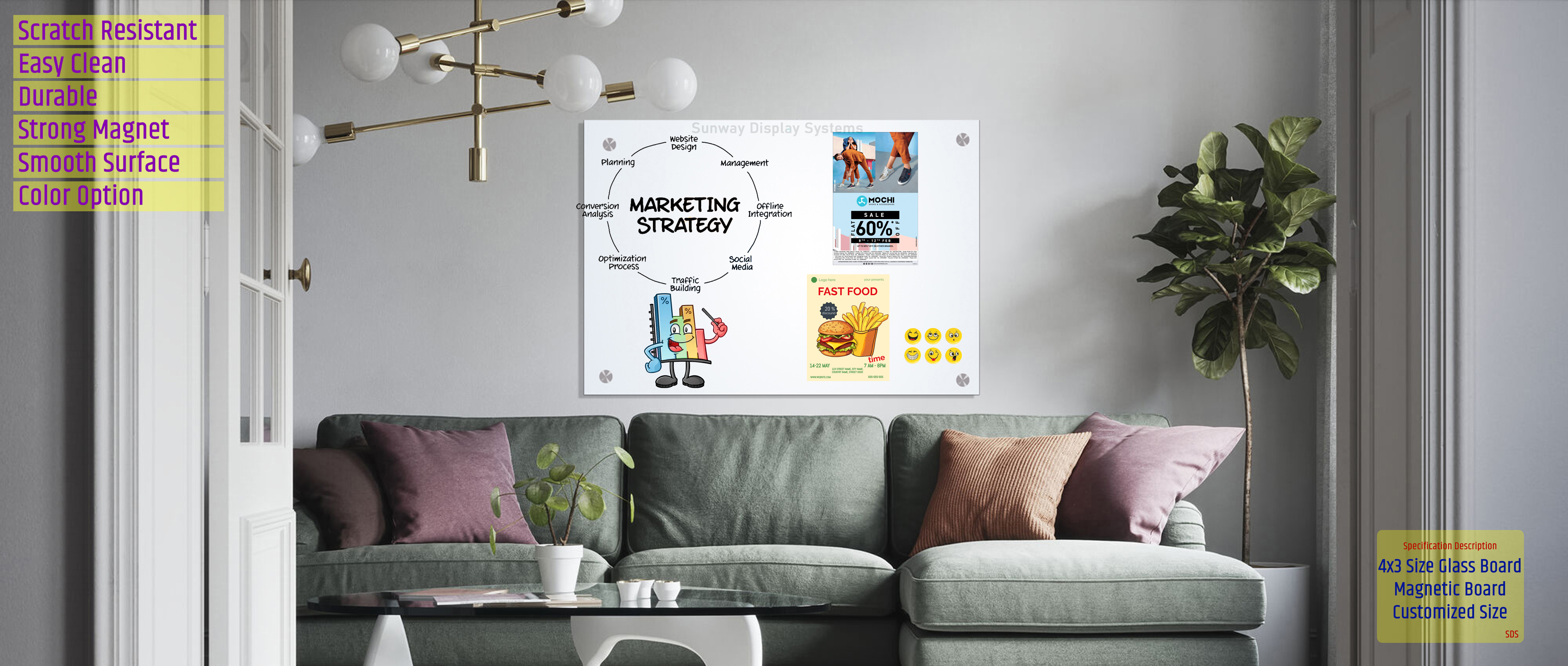 Brown Magnetic Glass Writing Boards