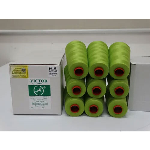 Polyester Sewing Thread - 1000g Cone, 100 Tex Diameter, Green Color | 150 N Strength for General Sewing, Garment Manufacturing, Upholstery