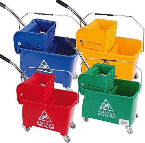 Single Bucket Mop Wringer Trolley - 20 Litre Capacity, Yellow Abs Plastic | Noise-free Performance, Manual Floor Cleaning