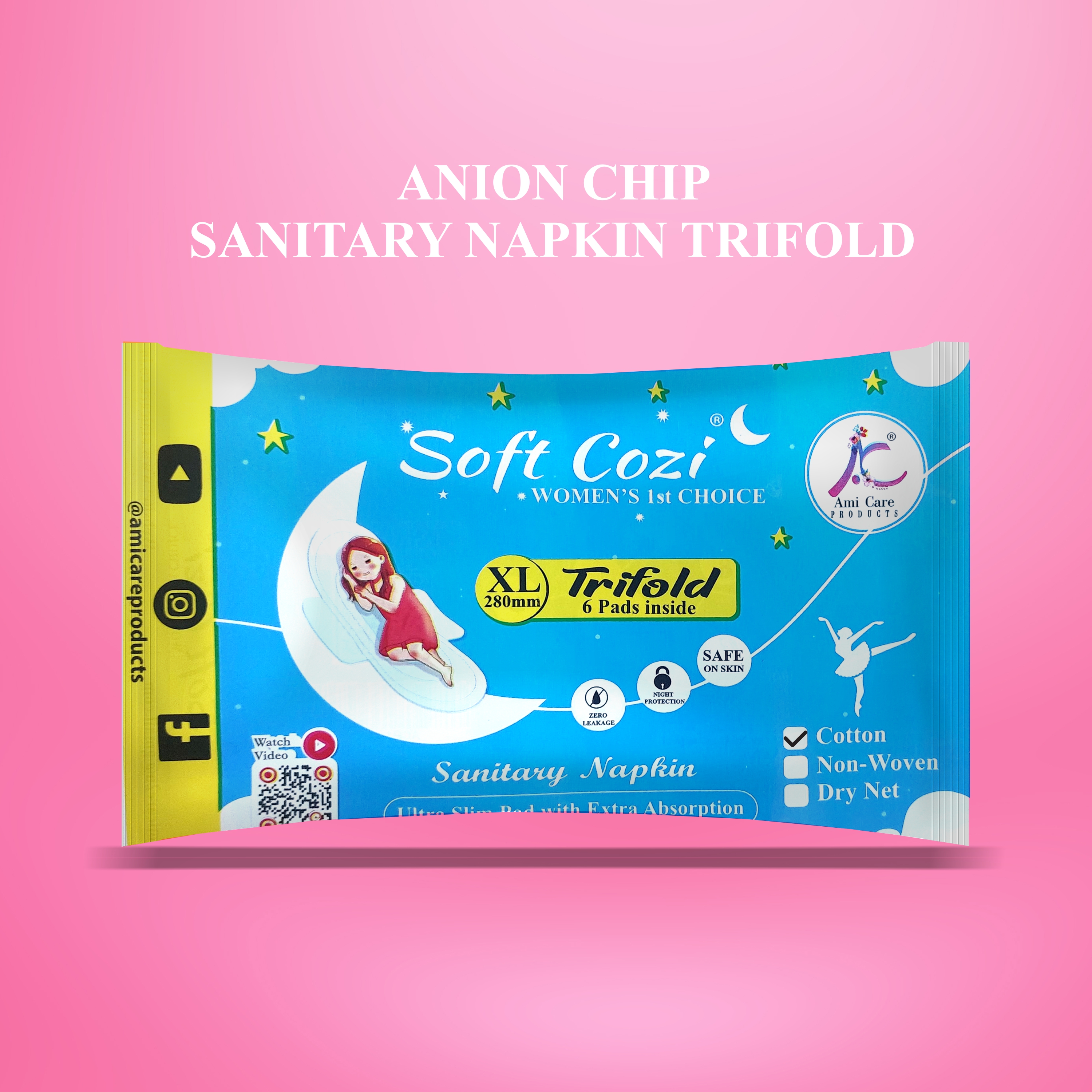 ANION CHIP SANITARY NAPKIN TRIFOLD 6 PIECES POCKET 