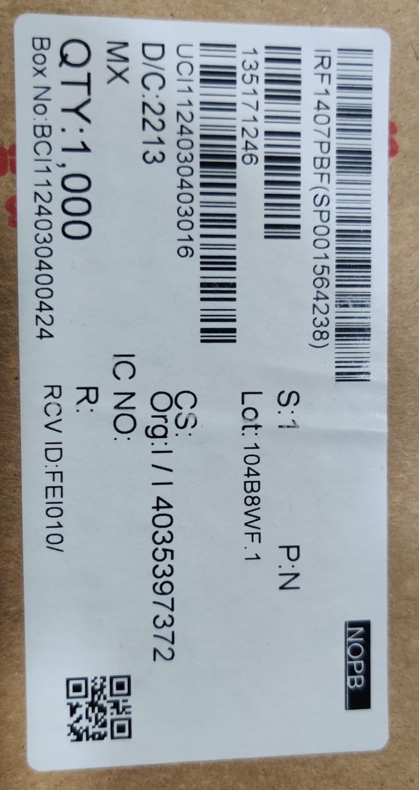Irf1407pb Electrical Mosfet - Color: Black