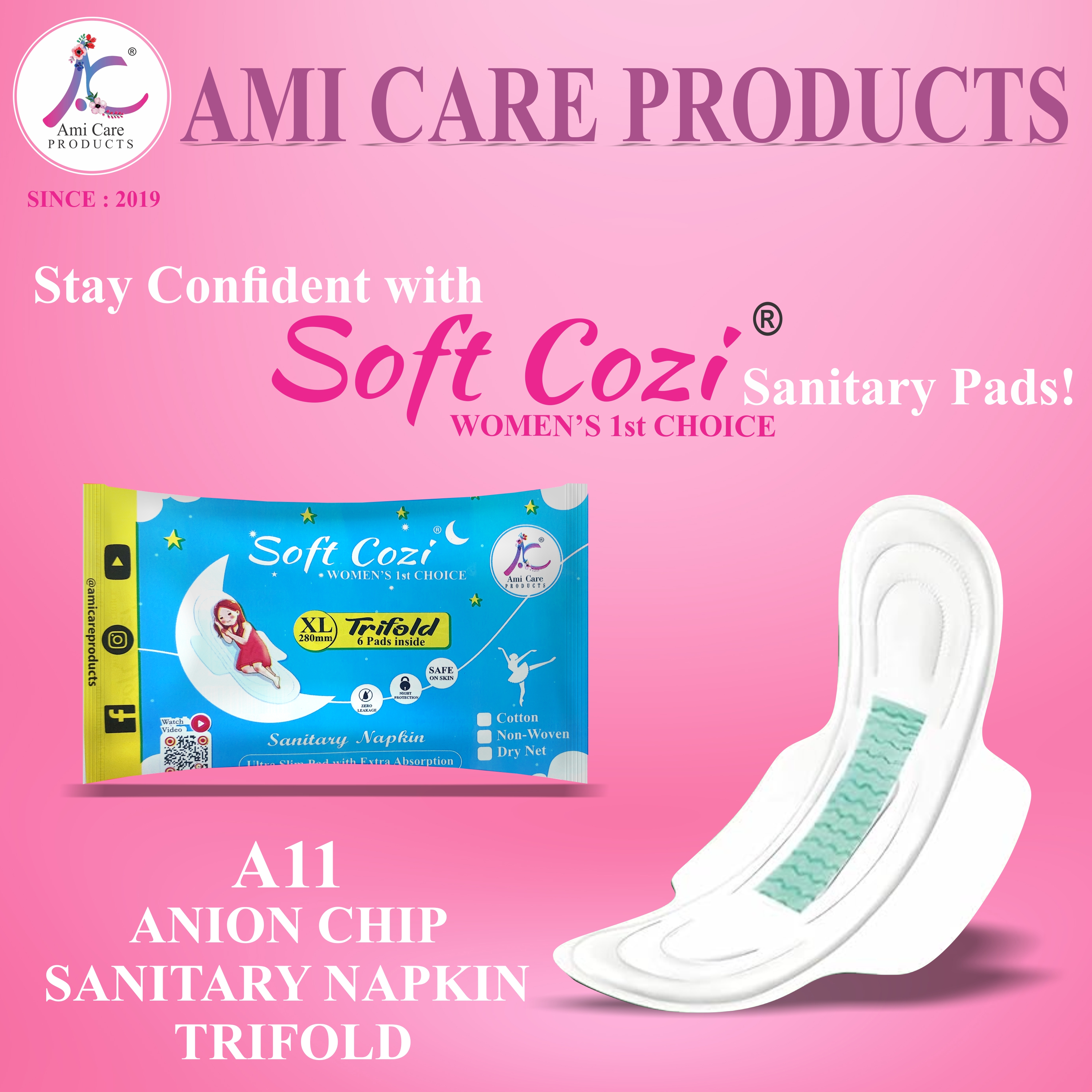 Anion Chip Sanitary Napkin Trifold 6 Pieces Pocket