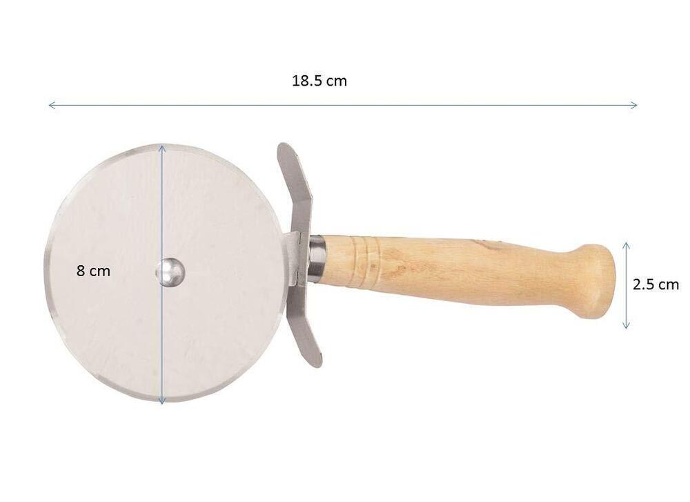 CherryBox Pizza Cutter with Wooden Handle - Stainless Steel Big Size - Wheel Pizza Cutter - 8 cm