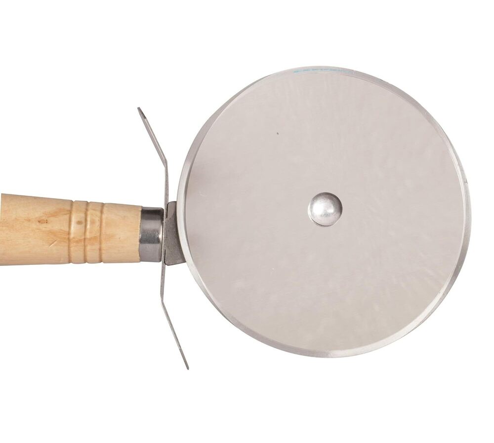 CherryBox Pizza Cutter with Wooden Handle - Stainless Steel Big Size - Wheel Pizza Cutter - 8 cm