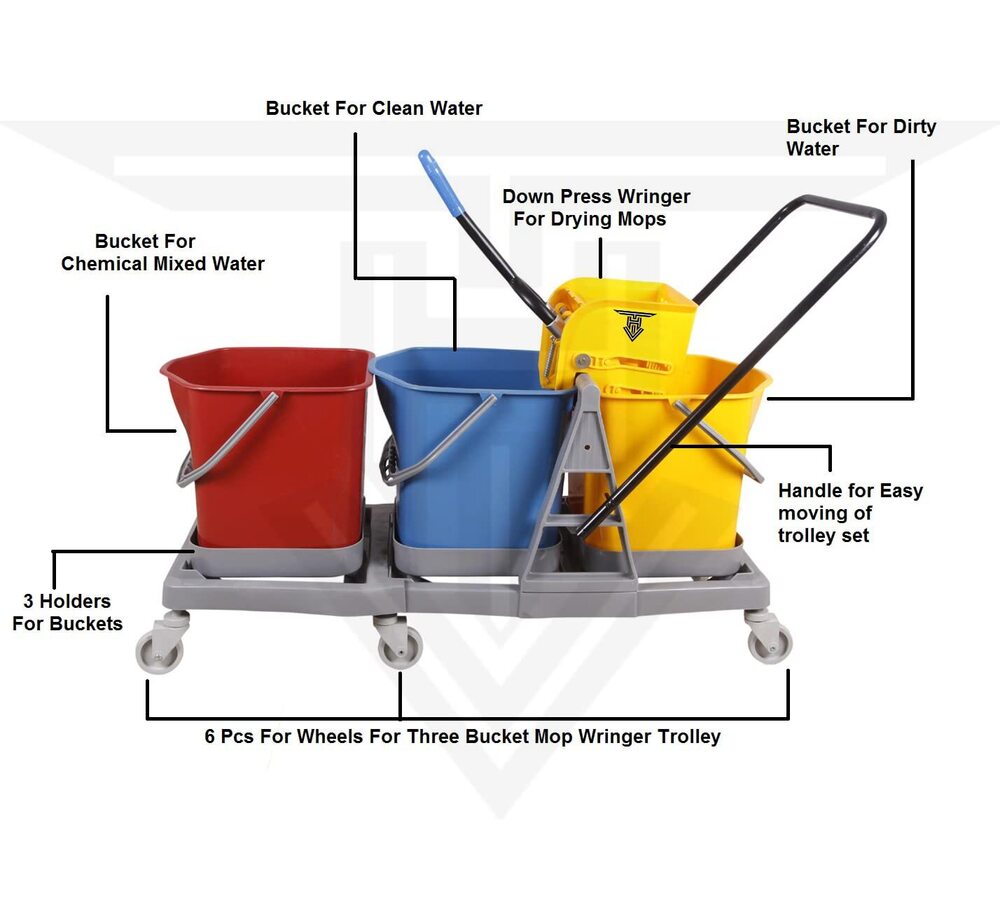Triple Mopping Wringer Trolley