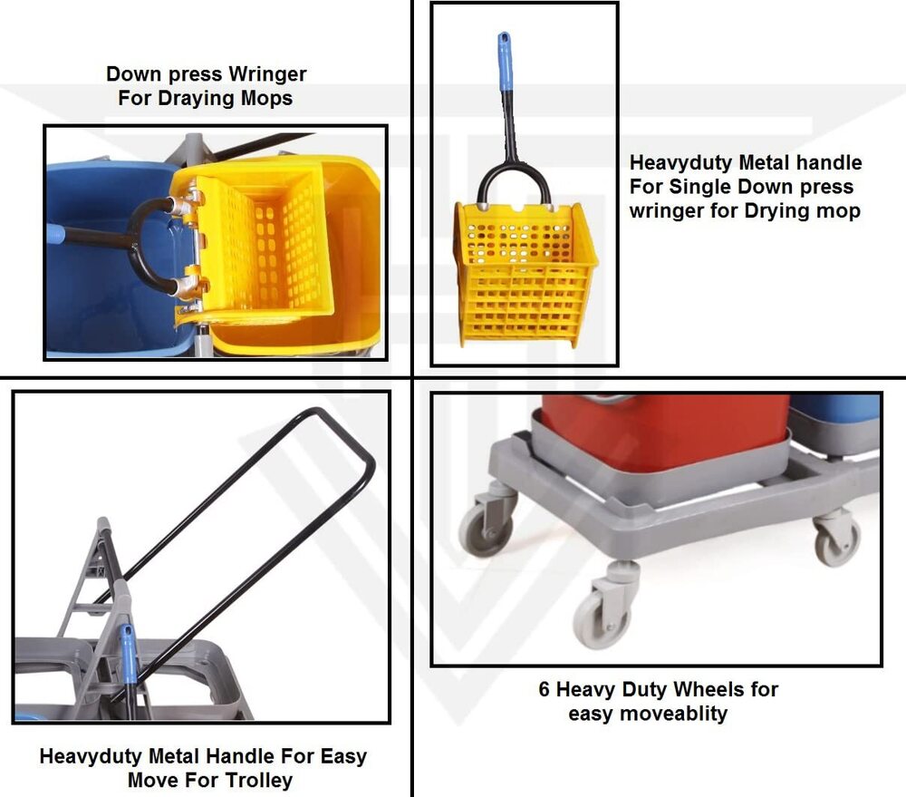Triple Mopping Wringer Trolley