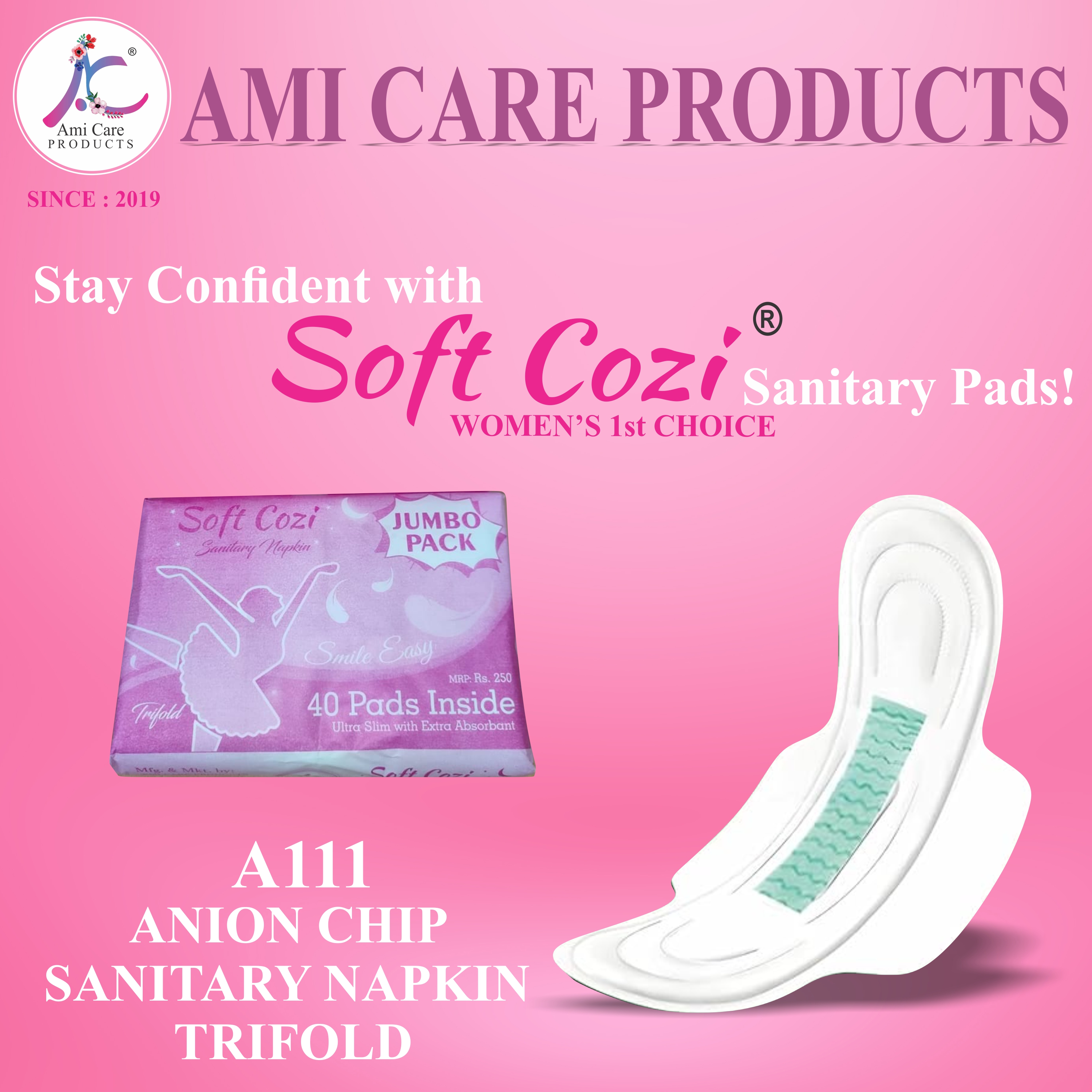 ANION CHIP SANITARY NAPKIN TRIFOLD 40 PIECES PACKET 