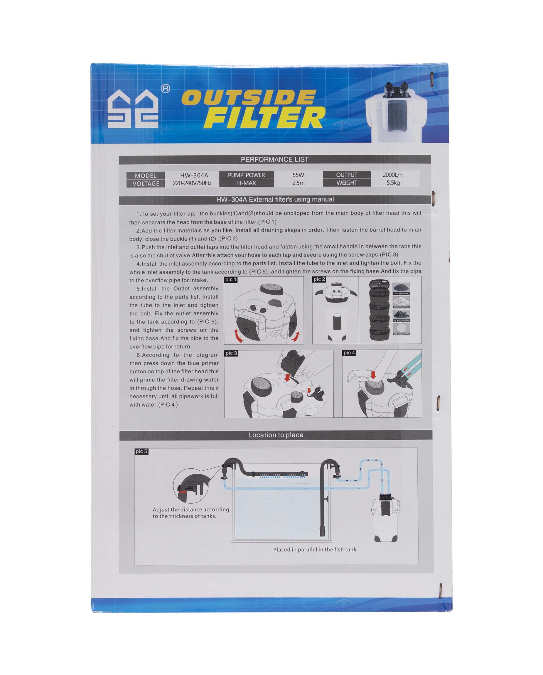 HW 304A External Filter 55W 2000l/h Sunsun